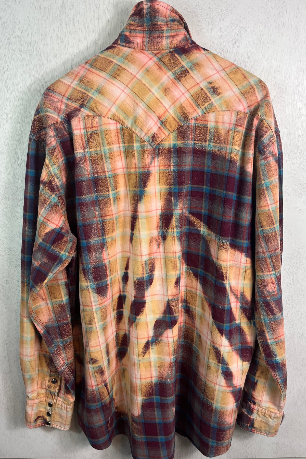 Vintage Western Style Gold, Maroon and Turquoise Flannel Size XL