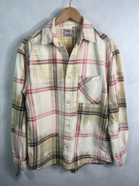 Vintage Pink, Sage, Brown and White Flannel Jacket Size Medium
