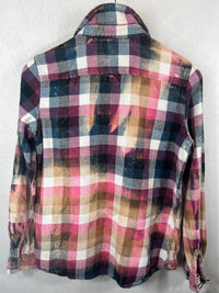 Vintage Purple, Pink, Teal and Rust Flannel Size XS