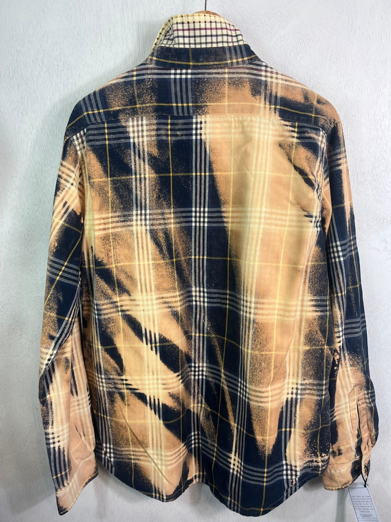 Vintage Navy Blue, Gold, Burgundy and White Lightweight Flannel Size Large