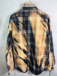 Vintage Navy Blue, Gold, Burgundy and White Lightweight Flannel Size Large