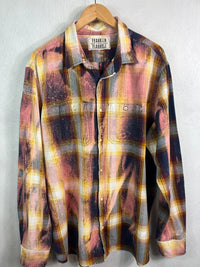 Vintage Pink, Navy, Yellow, Maroon and White Flannel Size XL