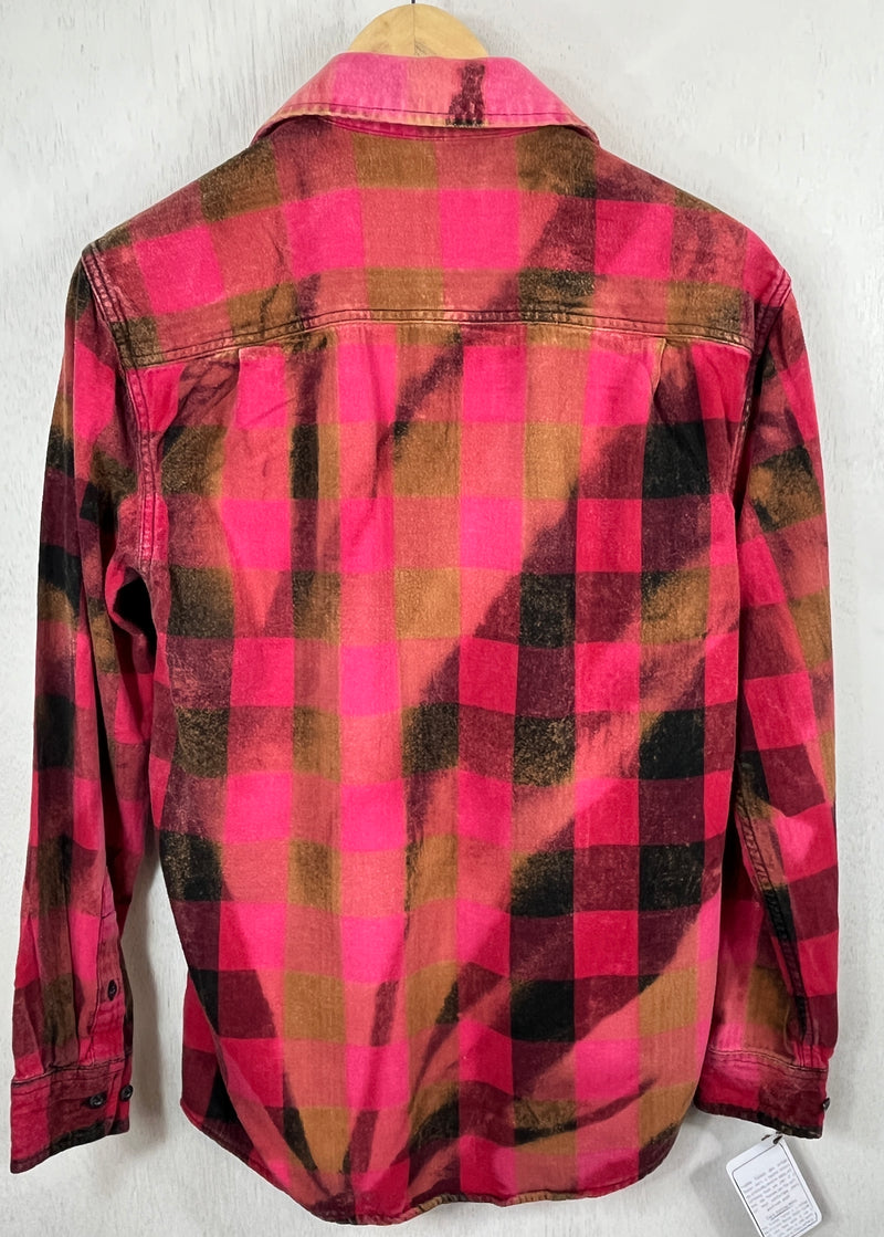 Vintage Red, Pink, Black and Rust Flannel Size Small