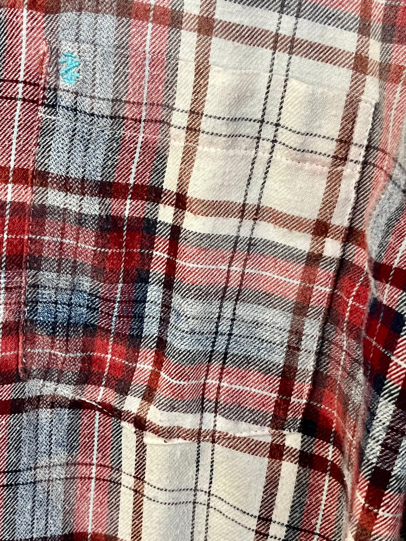 Vintage Red, Blue and White Faded Flannel Size XL