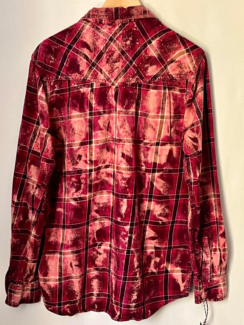 Vintage Western Style Red, Black, Peach and White Flannel Size Medium