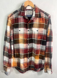 Vintage Burgundy, Gold, Rust, Black and White Flannel Size Medium