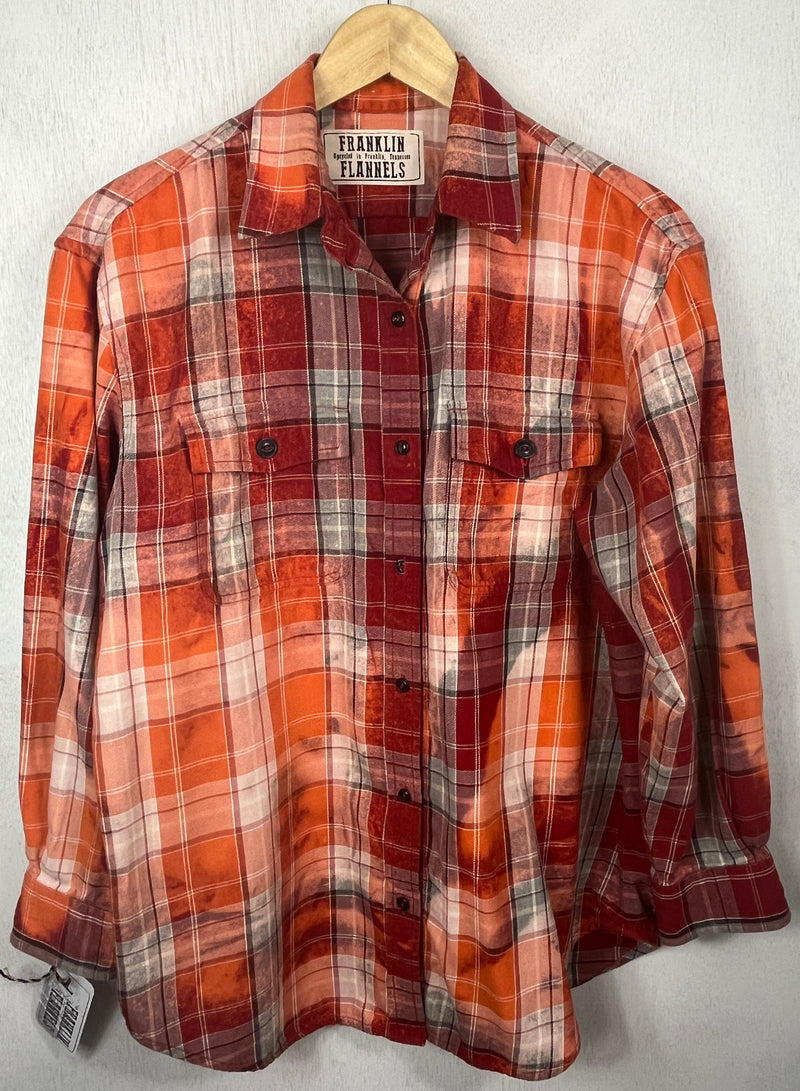 Vintage Orange, Red, Grey and White Flannel Size Large