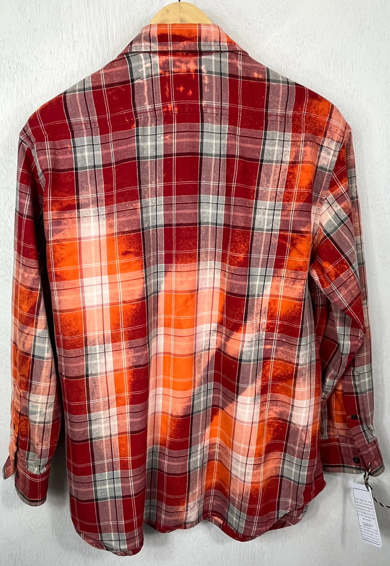 Vintage Orange, Red, Grey and White Flannel Size Large