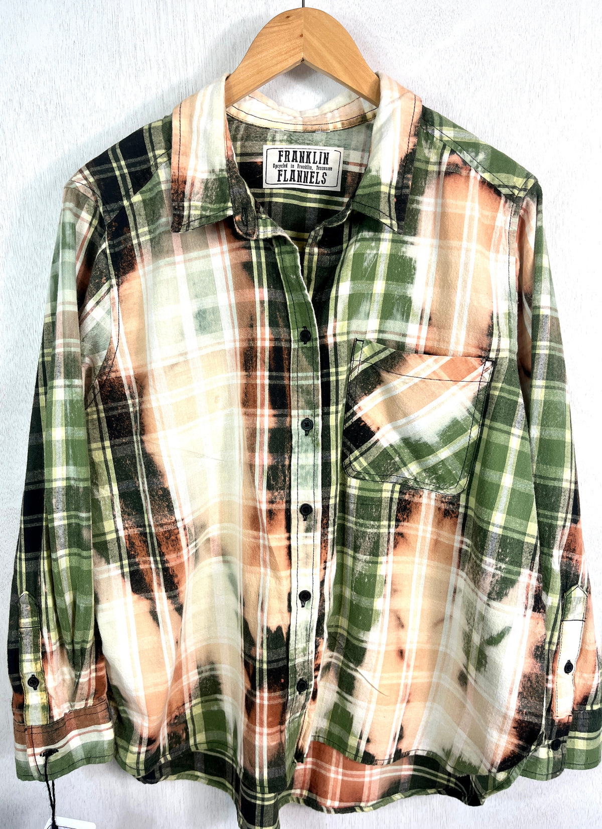 Vintage Green, Black, White and Peach Size Medium