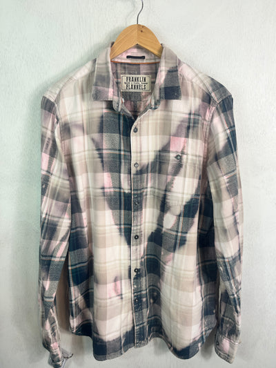 Vintage Navy, Taupe, Pink, Cream & Dove Grey Flannel Size Large