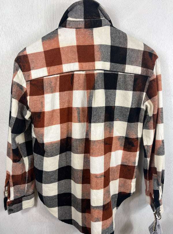 Vintage Black, White and Rust Flannel Size Small