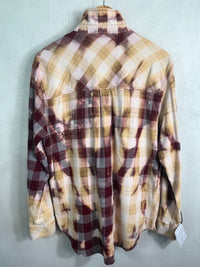 Vintage Western Style Burgundy, Grey, Light Yellow and White Flannel Size Large