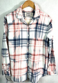 Vintage Pink, Blue and White Flannel Size Small