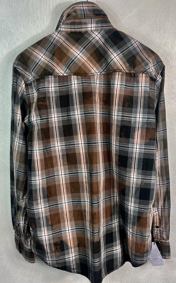 Vintage Western Style Black, Brown, Grey and White Lightweight Cotton Size Large