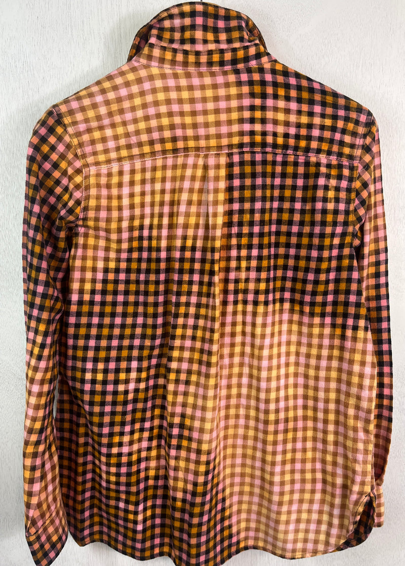 Vintage, Pink, Brown and Yellow Flannel Size Small