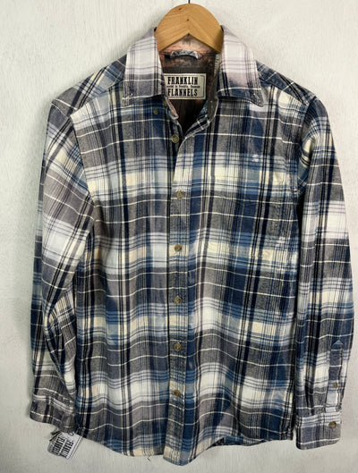 Vintage Navy, Light Blue, White and Grey Flannel Size Small