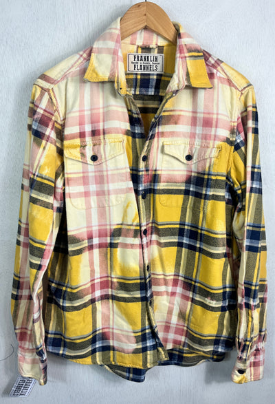 Vintage Yellow, Pink, White and Blue Flannel Size Medium