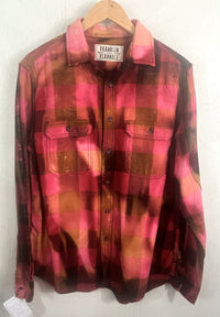Vintage Red, Pink, Rust and Black Flannel Size Large