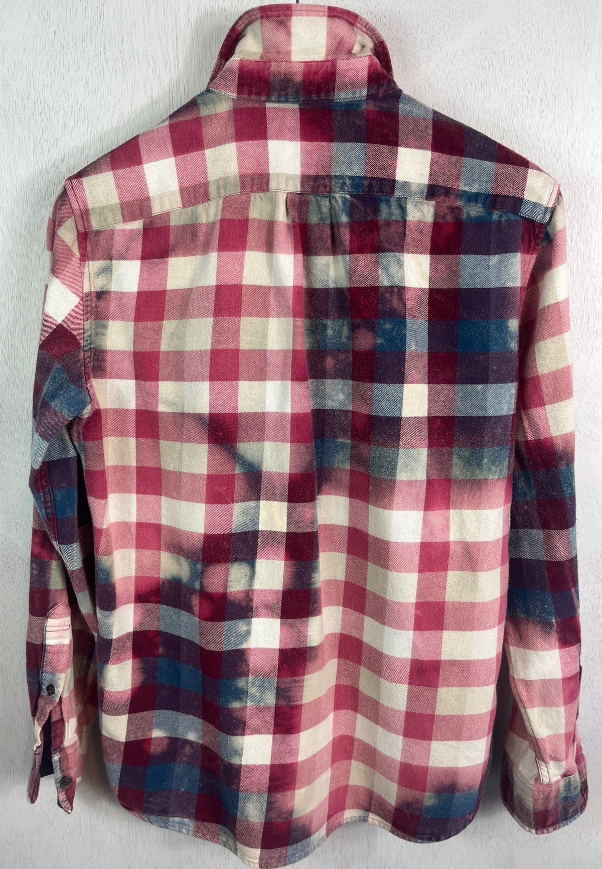 Vintage PInk, White, Blue and Burgundy Flannel Size Small