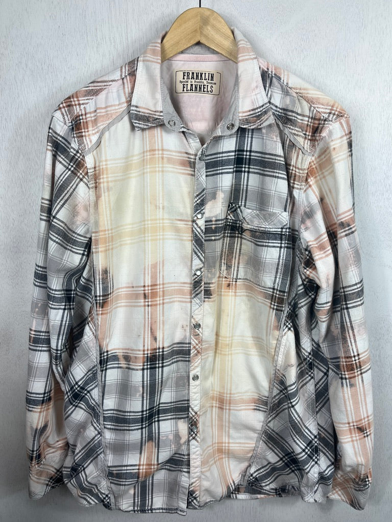 Vintage Western Style Pink, Grey and White Lightweight Cotton Size Large
