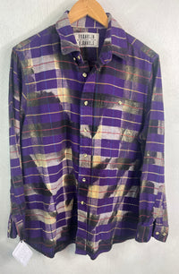 Vintage Purple, Grey, Yellow and Lavender Flannel Size Small