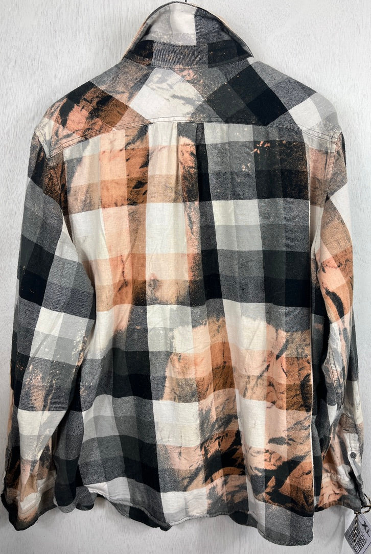 Vintage Black, Grey, White and Rust Lightweight Flannel Size XL