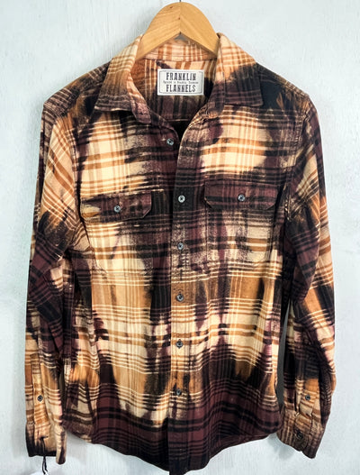 Vintage Chocolate, Black, Brown and Gold Flannel Size Small