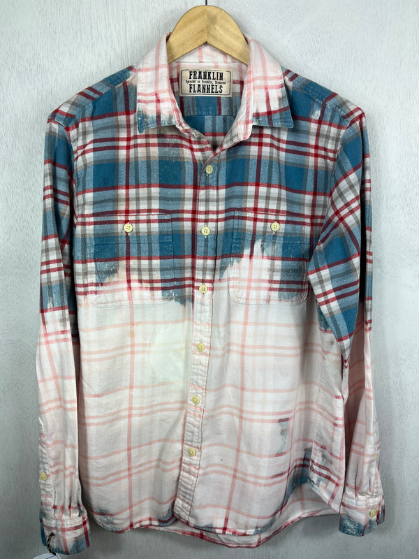 Vintage Sky Blue, Red and White Flannel Size Medium