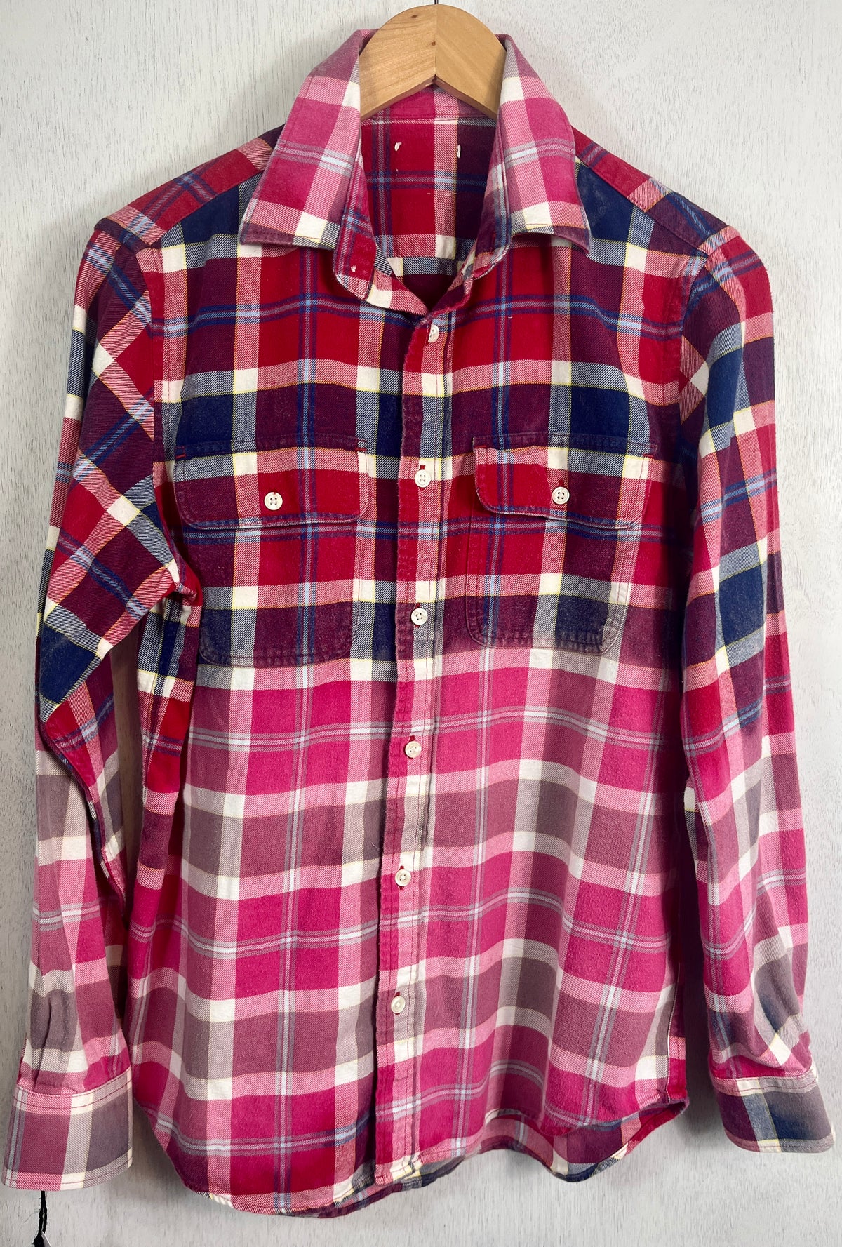 Vintage Red, Pink, Blue and White Flannel Size Small