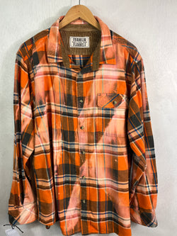 Vintage Orange, Navy and white Flannel Size XL