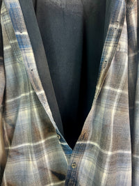 Vintage Navy, Light Blue, Grey and White Flannel Jacket Size XXL