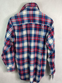 Vintage Navy, Red and White Flannel Size