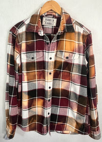 Vintage Burgundy, Rust, Black and White Flannel Size Medium