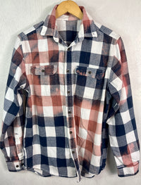 Vintage Navy, White and Dusty Rose Flannel Size Medium