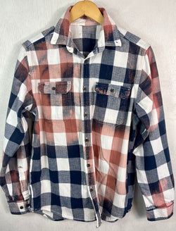 Vintage Navy, White and Dusty Rose Flannel Size Medium