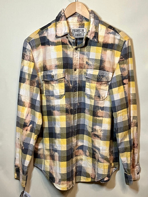 Vintage Yellow, Navy, White and Rust Flannel Size Medium