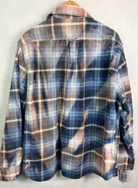 Vintage Navy, Light Blue, Taupe and White Flannel Jacket Size XL