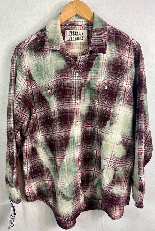 Vintage Maroon, Light Green and White Flannel Size Large