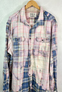 Vintage Pink, Lilac, Blue and White Flannel Size XL Tall