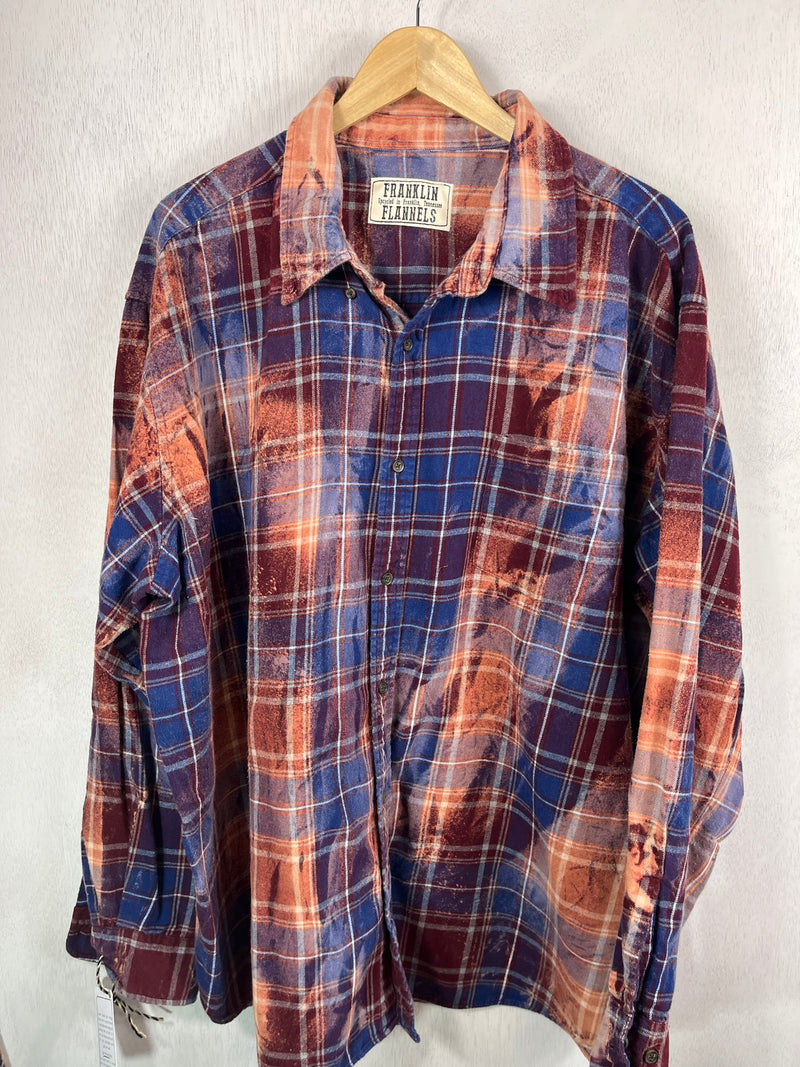 Vintage Royal Blue, Gold and Burgundy Flannel Size XXL