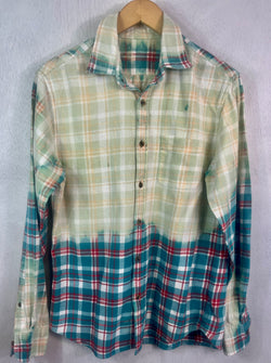 Vintage Turquoise, Red and White Flannel Size Small