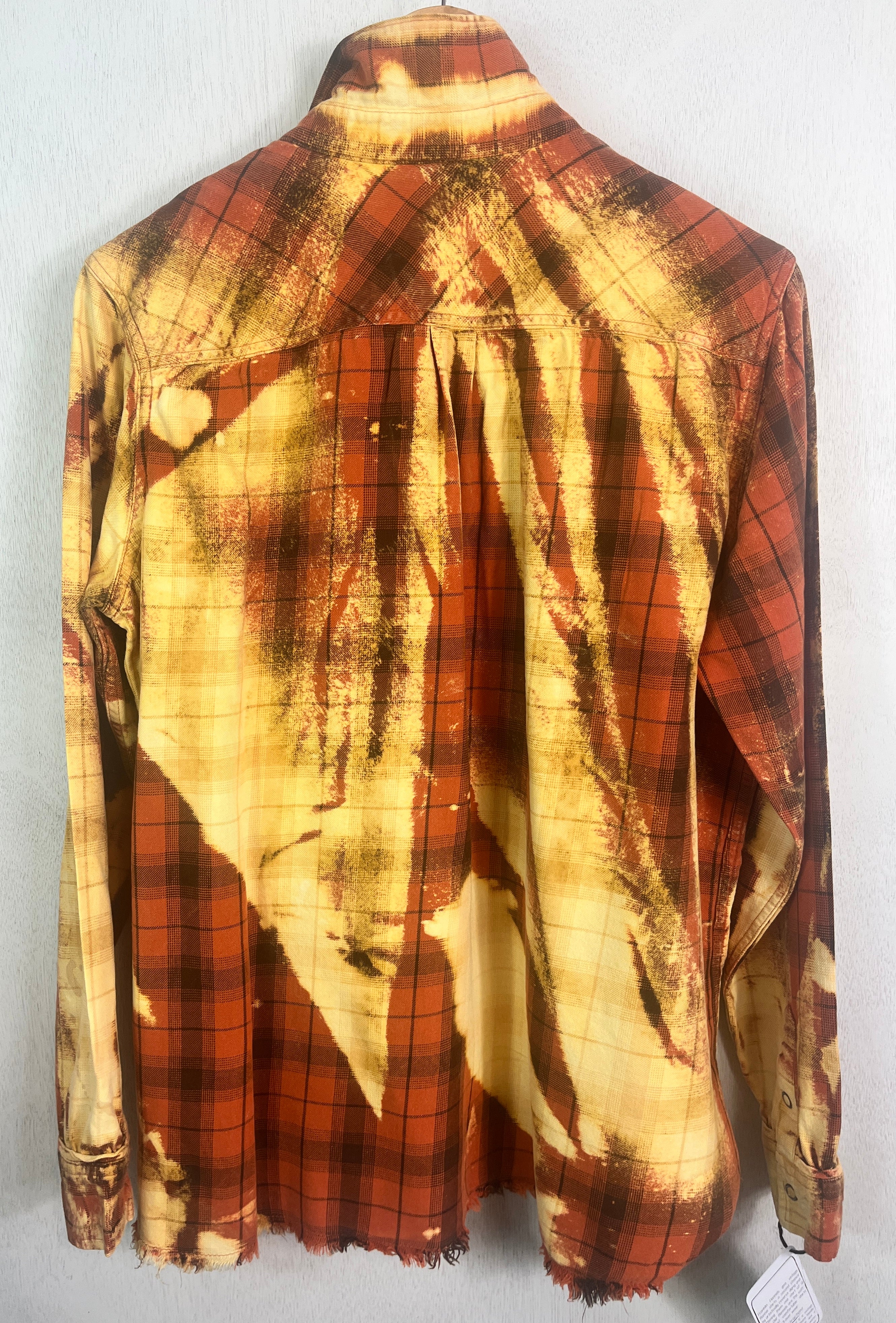 Vintage Orange, Yellow and Chocolate Brown Flannel Size Medium