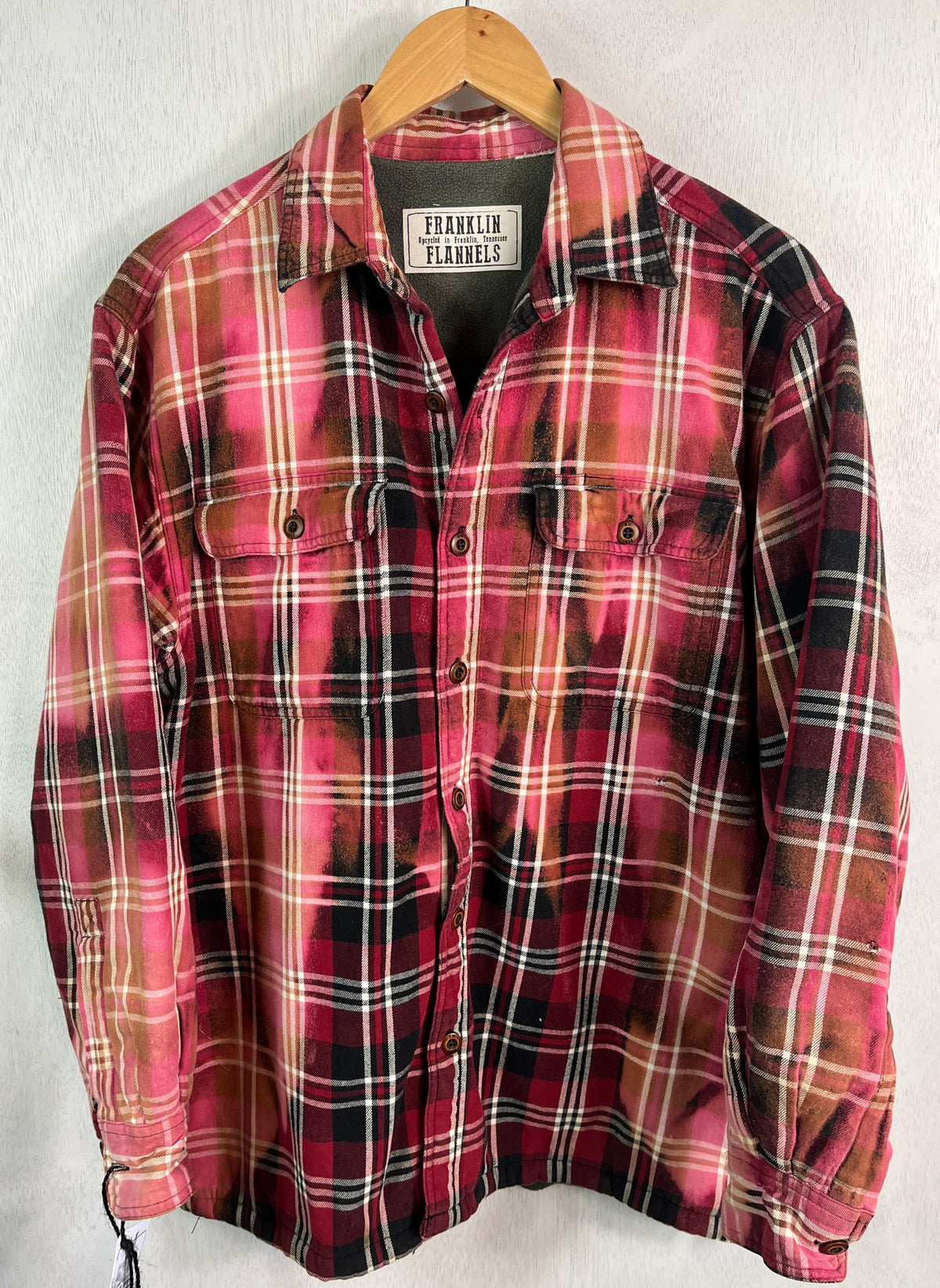Vintage Black, Burgundy, Pink and Gold Flannel Jacket