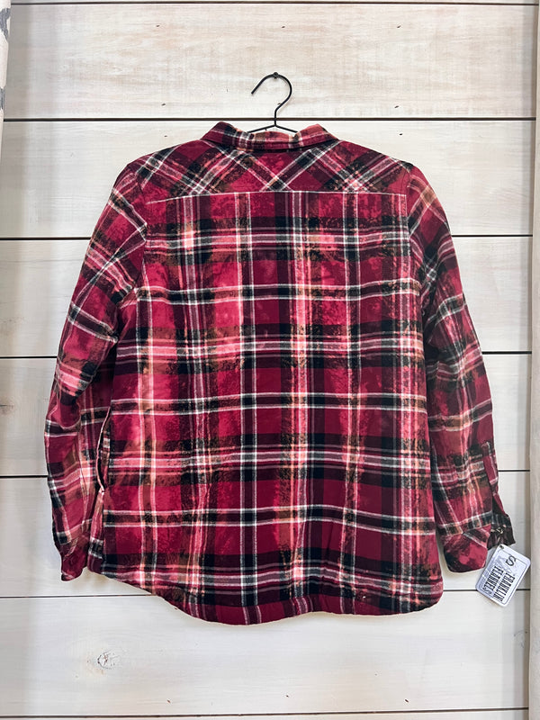 Red, Black, White, Magenta, Flannel Jacket Size Small