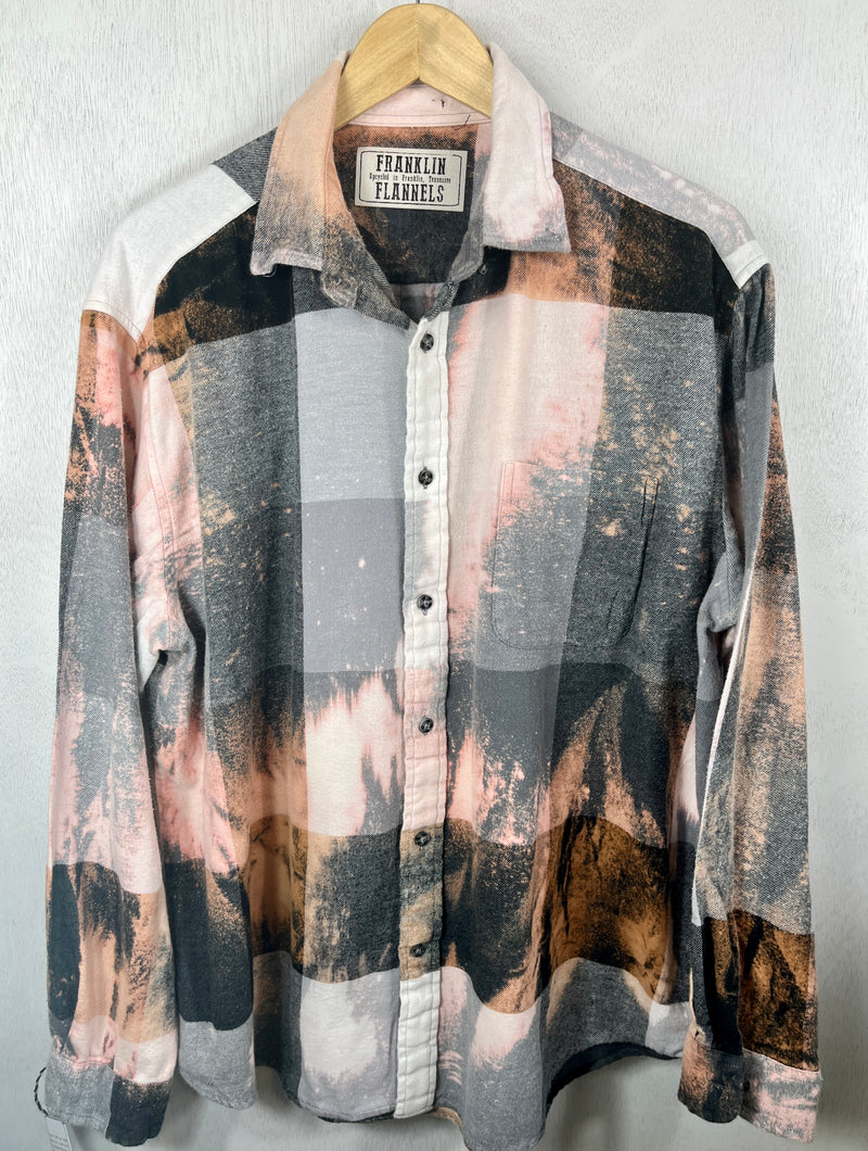 Vintage Black, Cream, Grey, Pink and Rust Flannel Size XL
