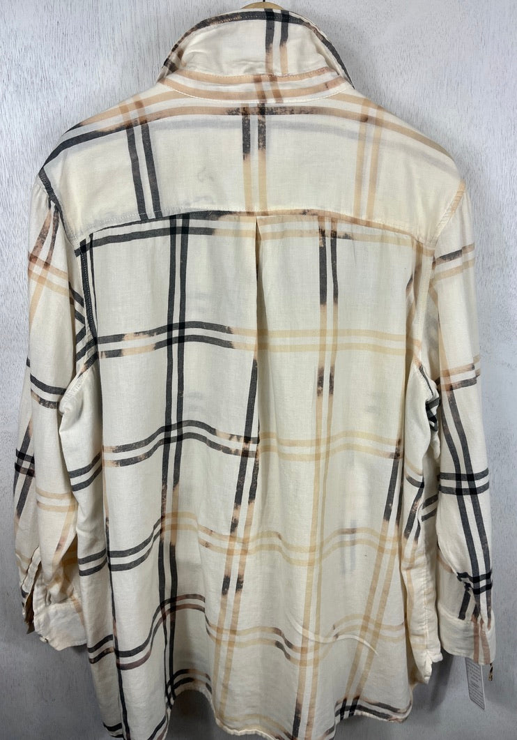 Vintage Cream, Pale Yellow and Black Lightweight Cotton Size Large