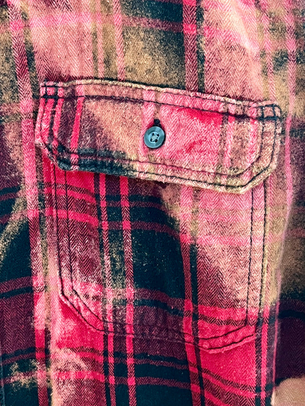 Vintage Red, Black, Pink and Rust Flannel Size Small