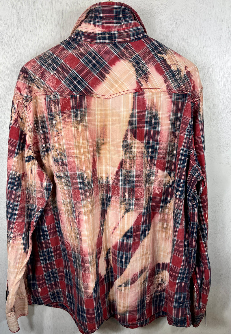 Vintage Western Style Red, Peach, Navy and White Lightweight Cotton Size XL