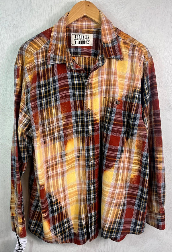 Vintage Brick Red, Black, Gold and Yellow Flannel Size XL