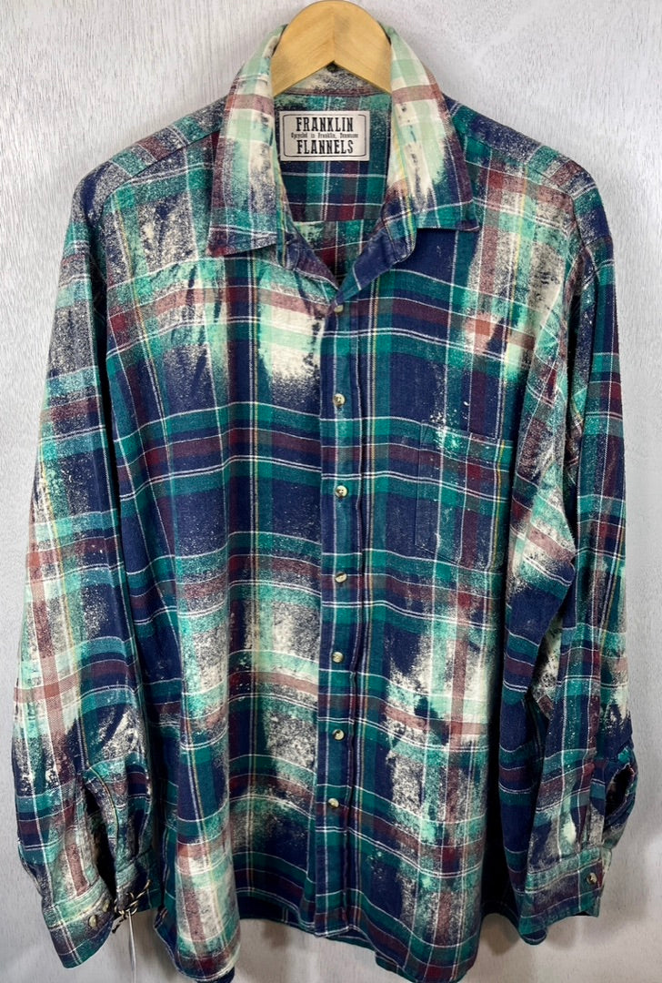 Vintage Blue, Turquoise and Plum Flannel Size XL